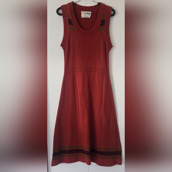 Vintage Dresses & Skirts - Vintage Wenjilli Elegant Rust Sleeveless Knit Sweater Dress Small